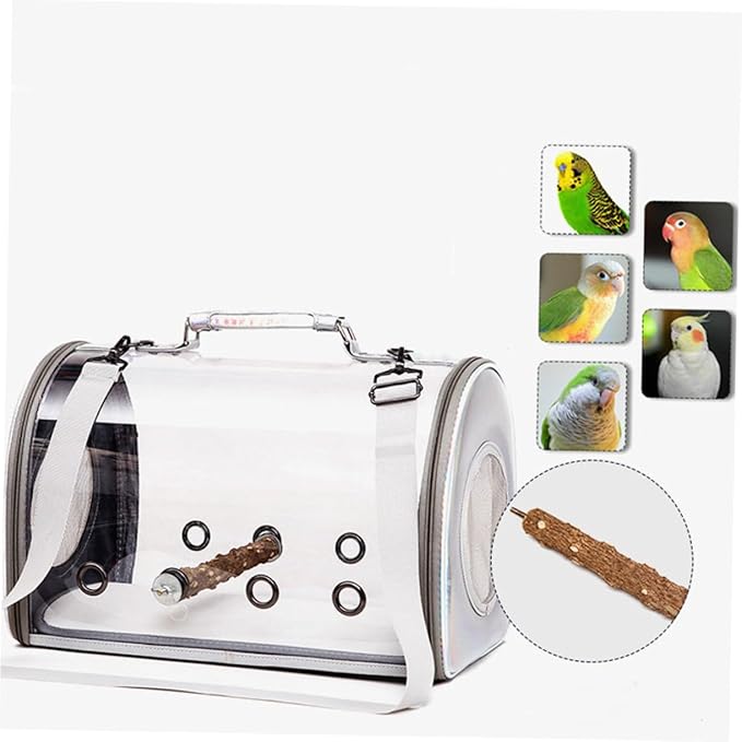POPETPOP Parrot Carrier Bag Capacity Portable Outdoor Birds Container for Made Pu and Material for Bird Transport