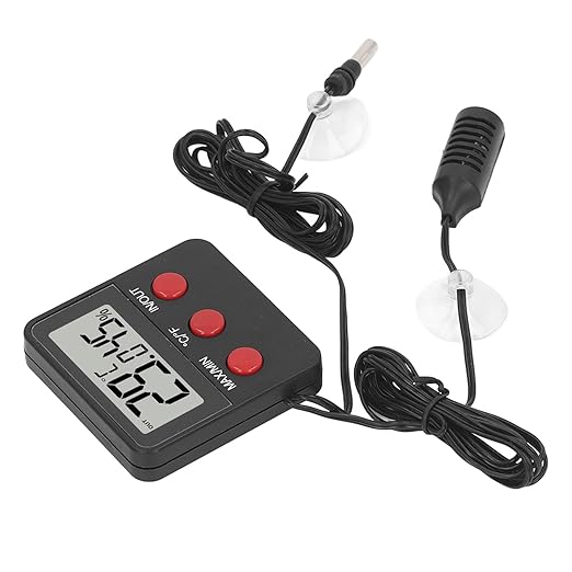 Digital Mini Temperature and Humidity Meter with 2 Probes for Incubator, Reptile, Aquarium - Compact and Lightweight Hygrometer Temperature Monitor