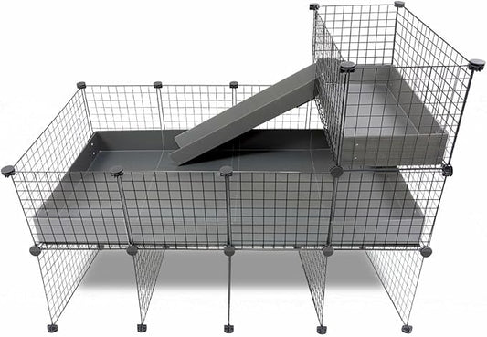 GuineaDad Piggy Condo – Premium C&C Cage with Balcony, Ramp, & Pillars for Guinea Pigs & Small Animals with Coroplast Base | Acrylic, C&C Grids for Small Pets (C&C Grids, Standard (29" x 58.5" x 42"))