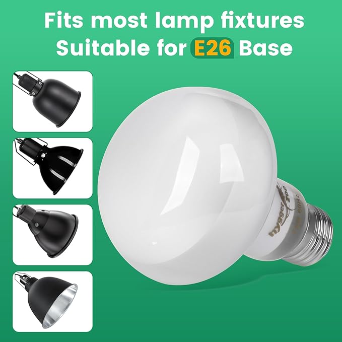 Reptile Heat Lamp Bulbs 150W (2-Pack) – Efficient Heating & Simulated Sunlight Basking Light for Amphibians, Bearded Dragon, Lizard, Turtle, Chicken – E26 Base