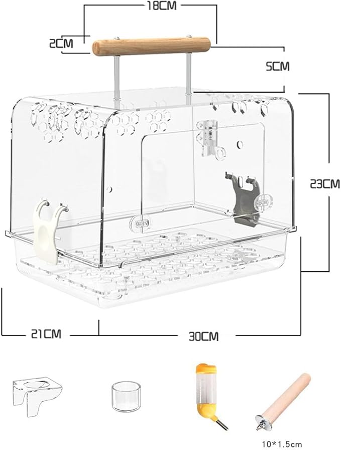 Portable Clear Bird Carrier for Small Parrots, Whole Set