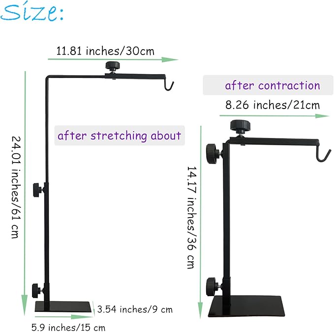 Reptile Lamp Stand,Lizard Heat Lamp Stand Height Adjustable 14.17-24.01" Floor Lamps Bracket Reptiles Tank Light Support for Reptile Glass Terrarium Amphibians Terrestrial Invertebrates Vivarium