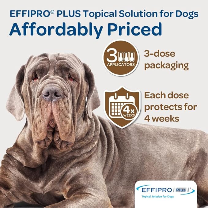 EFFIPRO PLUS Topical Solution for Dogs - Waterproof Dog Flea and Tick Treatment for X-Large Dogs (89-132lbs) 3 Doses by Virbac