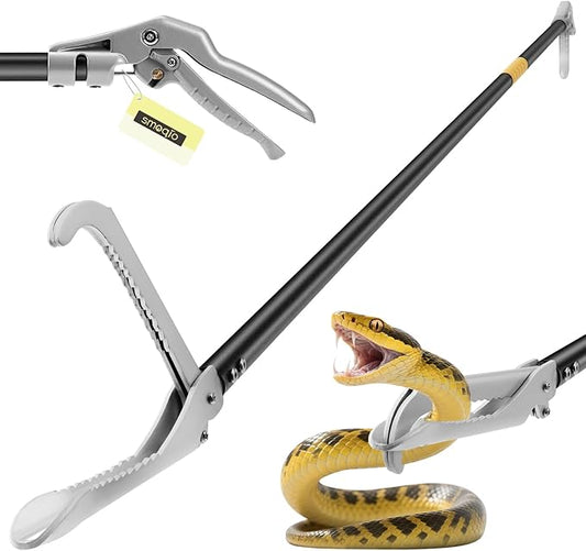 Snake Grabber Tool, 59in Professional Snake Tongs, All-Aluminum Alloy Reptile Catcher Grabber with Anti-Slip Grip, Wide Jaw Multi-Function Handling Tool with Lock