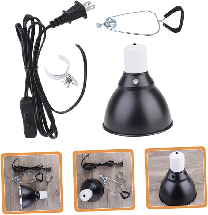 COLLBATH 110V Reptile Lamp Cover Fixture with Strong Clamp Lampshade for Turtle Lizard Gecko Angle Scald Explosion Compatible with Heating
