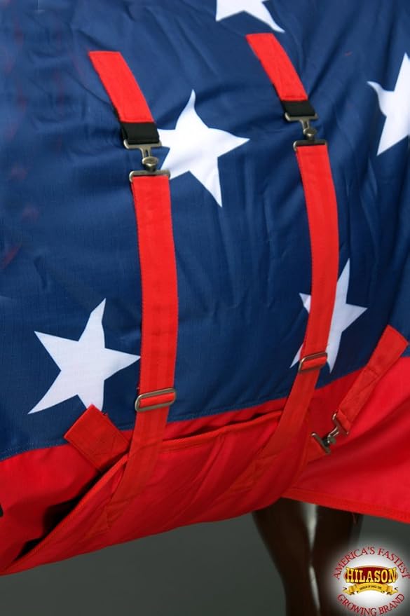 American Flag 80 in HILASON 1200D Winter Waterproof Poly Horse Turnout Blanket Belly Wrap