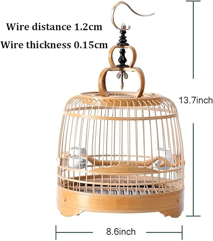 Bird Cage Bamboo Bird Aviary Tall Tiel Cage Hanging Parrot Cage Flight Birdcage Bird Carrier Travel Carrier Cage with Stand Pole(Old-Bamboo)