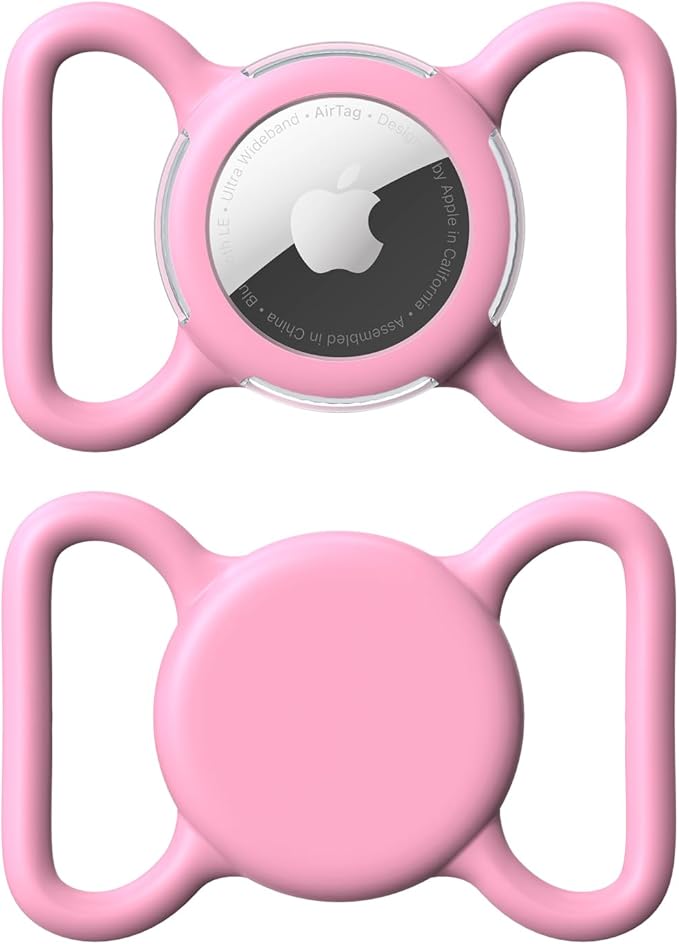 Waterproof Airtag Holder for Dog Collar, Soft Full-Body Protective Airtag Holder for Dog & Cat Collars, Ultra-Durable, Easy Installation, Lightweight Clear Airtag Case (Pink, Large)