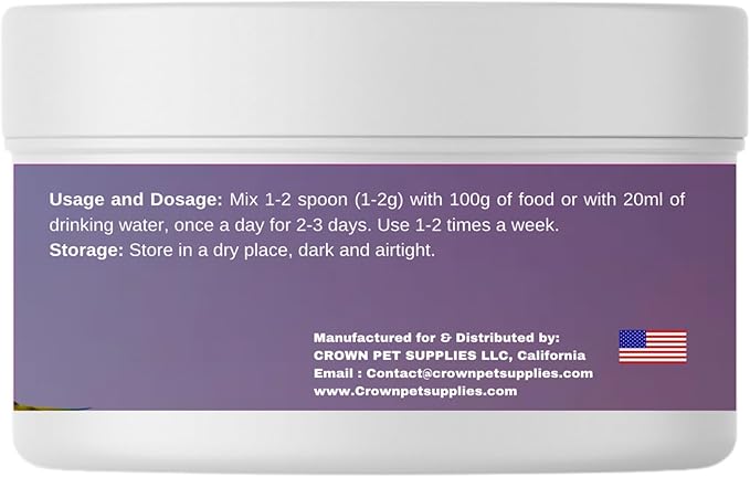 Probiotic Powder for Birds – 10 Billion CFU with Bacillus & Yeast Cultures – Supports Gut Health, Digestion, Growth, Appetite & Nutrient Absorption - 100 grams Powder for Avian & Cage Birds