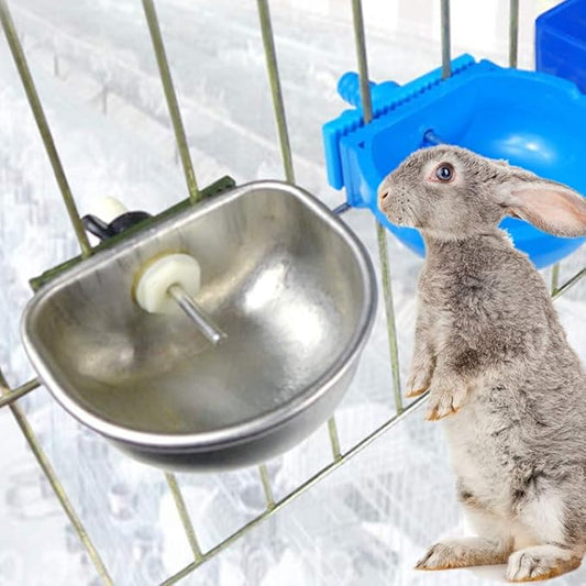 Rabbit Breeding Water Bowl 10PCS, Small Animal Nipple Drinking Water Bowl Water Feeder, Solid Stainless Steel Rabbit Water Feeder Anti Scratch 3.54x2.60x1.18inch Coop Cup
