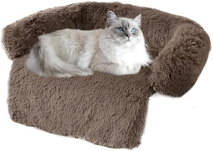Tinaco Calming Dogs/Cats Bed Mats, Dog Pad Washable Removable Couch Cover, Plush Long Fur Mat for Pets, Waterproof Lining, Perfect for Small, Medium and Large Dogs and Cats (Desert Brown, 31"x23")