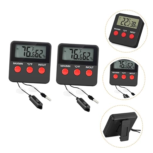 POPETPOP 2sets Digital Temperature and Humidity Gauge for Reptile Tanks Accurate Hygrometer for Lizard Snake and Enhanced Monitoring