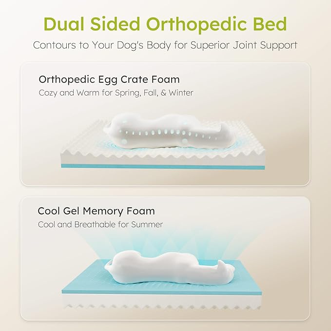 CWAWZ Jumbo Dog Bed for Extra Large Dogs, Orthopedic Dog Bed with Cooling Gel Memory Foam, Waterproof Pet Bed with Removable Washable Cover, 45" Pet Sofa Couch Dutch Velvet with Bone Toy, Black