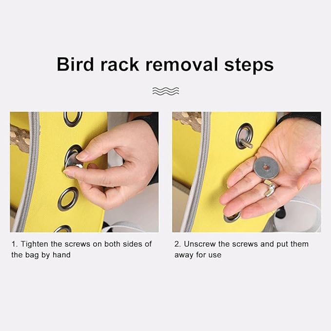 Bird Traval Carrier Cage, Clear Space Capsule Backpack to Carry Parakeet Cockatiel, Vet Transport School Bag (Yellow)