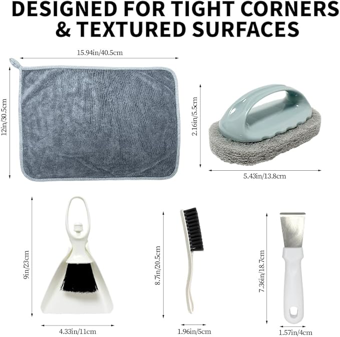 Bearded Dragon Tank Cleaning Kit – Reptile Enclosure Tool Set with Mini Dustpan, Brush, Scraper & Cleaning Cloth for Lizard & Gecko Terrarium Maintenance