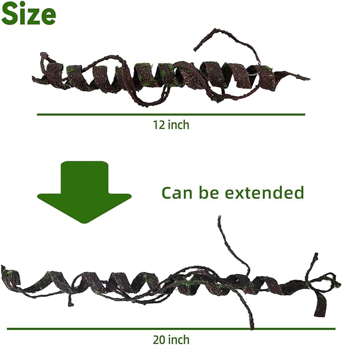 BNOSDM Reptile Jungle Vines with Leaves,Flexible Reptile Climbing Vines Branch,Chameleon Bendable Plants Tank Accessories,Pet Habitat Decor for Bearded Dragon,Snakes,Geckos,Lizards