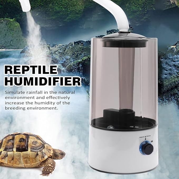 EKDJKK 4L Reptile Humidifier Fogger, Large Size High Pressure Silent Reptile Tank with Humidity Control and Hose for Reptiles, Amphibians, Herps, Compatible with All Terrariums, Cages, Enclosures
