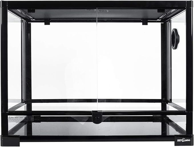 REPTI ZOO Large 34 Gallon Reptile Glass Tank,Front Opening Double Hinge Door 24" x 18" x 18", Screen Ventilation Terrarium (Backgrounds not Include)