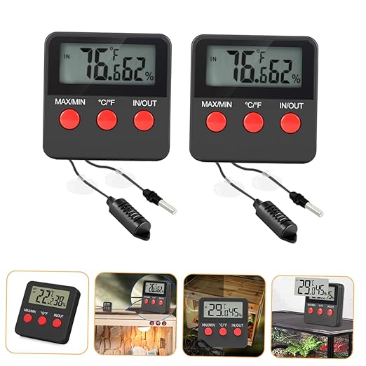 UKCOCO 2sets Digital Aquarium Thermometer for Home Reptile Tank Terrarium Humidity Monitor Snake Lizard Accessories