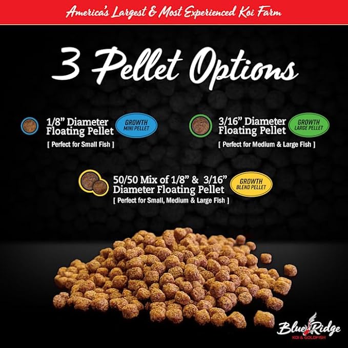 Blue Ridge Koi Fish Food 14lb - Koi Food Color Growth Formula, Goldfish Food, Premium Fish Food for Ponds, Ponds Fish Food, Floating Pond Pellets