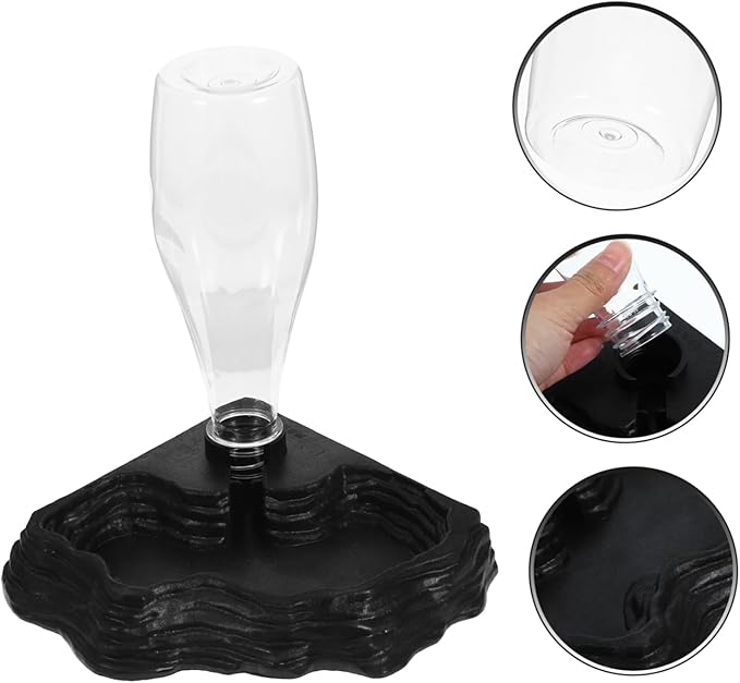 Reptile Automatic Water Feeder for Tortoises and Lizards Black Smooth Surface Design Convenient and Practical Drinking Fountain for Terrarium Use