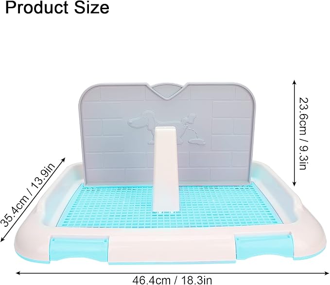 Puppy Dog Potty Tray Pee Pad Holder, Mesh Training Toilet for Small and Medium Dogs, Easy to Clean, Wall for Male Dogs, Ideal for Busy Owners (Blue)