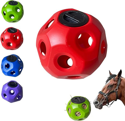 Horse Hay Ball Slow Feeder - 15.75 Inch Large Horse Treat Ball and Jolly Ball for Horses, Durable Hay Feeder for Horses Goats Sheep, Use in Stall Pasture or Hang(Red)
