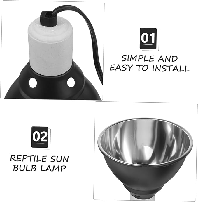 Milisten Reptile Heat Lamp Fixture with Switch Ceramic Basking Bulb Dome Light for Turtles Lizards and Reptiles Heat Bulb for Optimal Sunlight Simulation