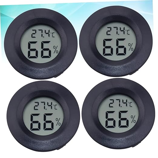 HANABASS 2sets Digital Temperature Humidity for Reptile Pets Acrylic Hygrometer Thermometer Compact and Lightweight for Home and Pet Store Use Black 4pc*2