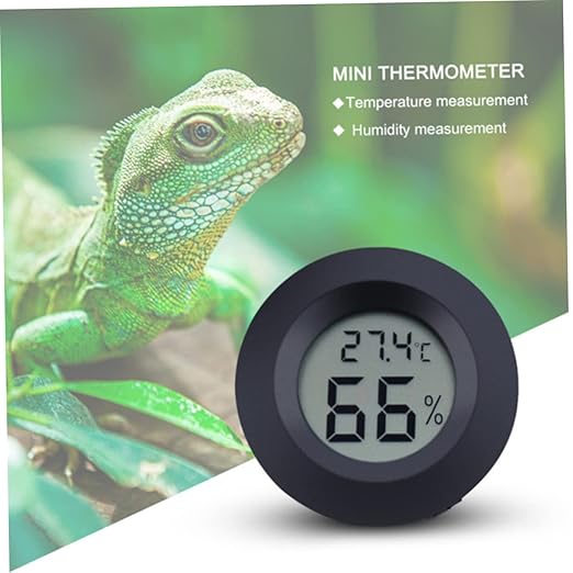 BESPORTBLE 4PC Digital Hygrometer Thermometer for Reptile Pet Box Embedded Acrylic Humidity Lightweight and Compact Celsius Display for Home and Pet Store Use Black