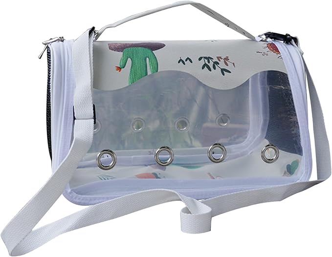 Thereisno Clear Designed Pet Carrier Bag with Feeding Cup& Perch Foldable Bird Universal Travel Out Bag Package Breathable Bag 1 Pieces Pet Carriers Bag