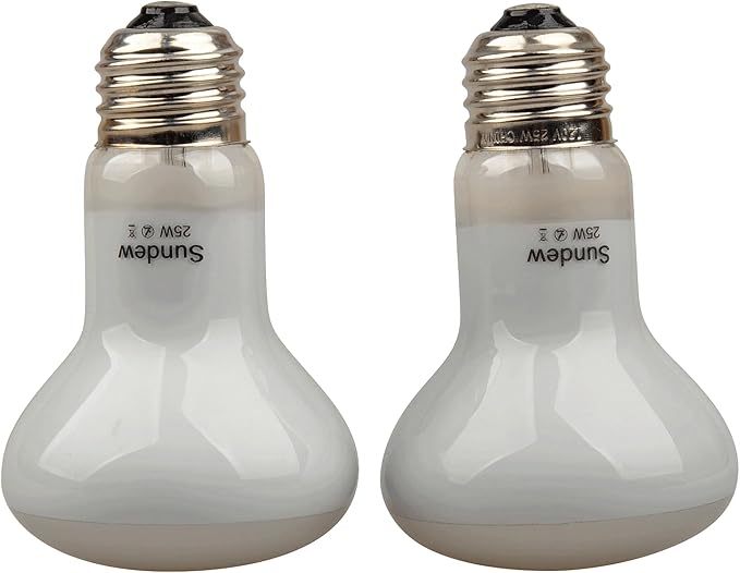 Sundew 2-Pack 25W/50W Reptile Heat Bulb, Dimmable Basking Spot Lamp for Reptiles & Amphibians, Daytime Heating Light for Bearded Dragon, Gecko, Lizard, Snake, Turtle - E26 Base (25, Watts)