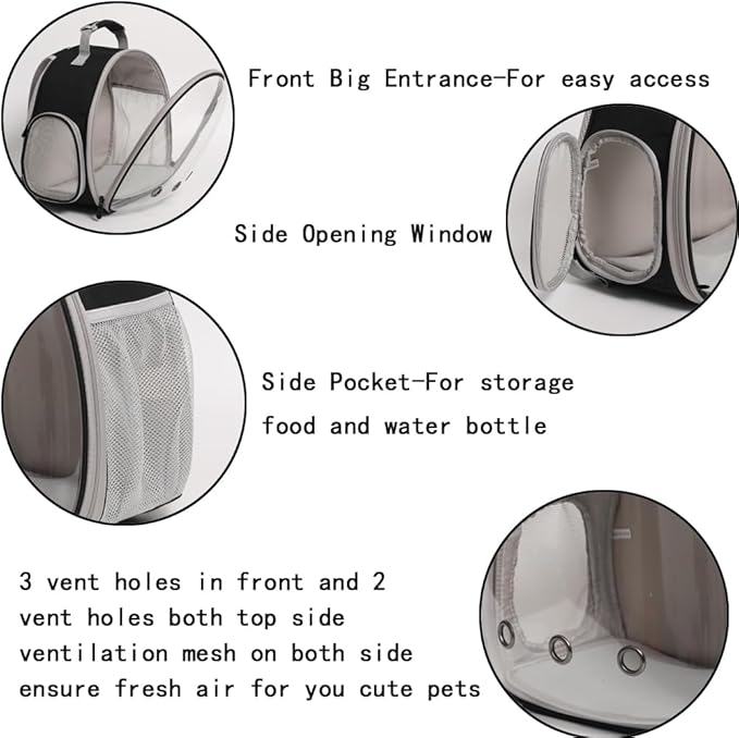 Desert Iguana Backpack Carrier,Bearded Dragon Portable Backpack Carrier with Small Backpack Harness Leash Set,Space Capsule Clear Bubble Window Travel Backpack for Lizard Travel,Guinea Pig,Rabbit