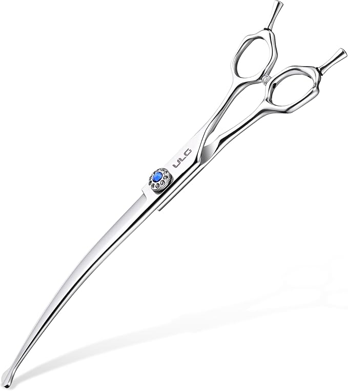 ULG Curved Dog Shears for Grooming, 7 Inch Professional Curved Dog Grooming Scissors for Trimming and Cutting, Japanese Stainless Steel Pet Hair Scissors