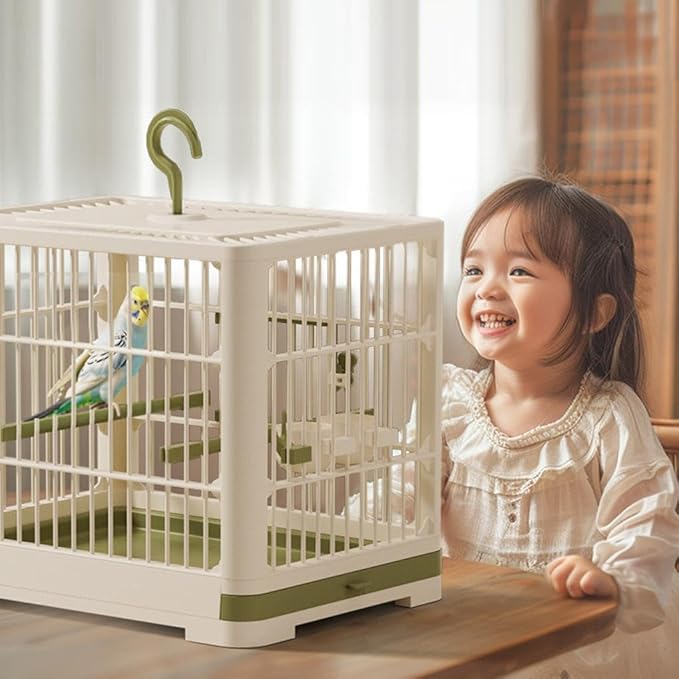 2026 New Bird Carrier Cage, Travel Bird Cage, Portable Bird Carrier, Small Birds Lightweight Parrots Cage, Detachable Tray Hook Handle Easy Transport Bird House for Travel Outdoor (Light Green)