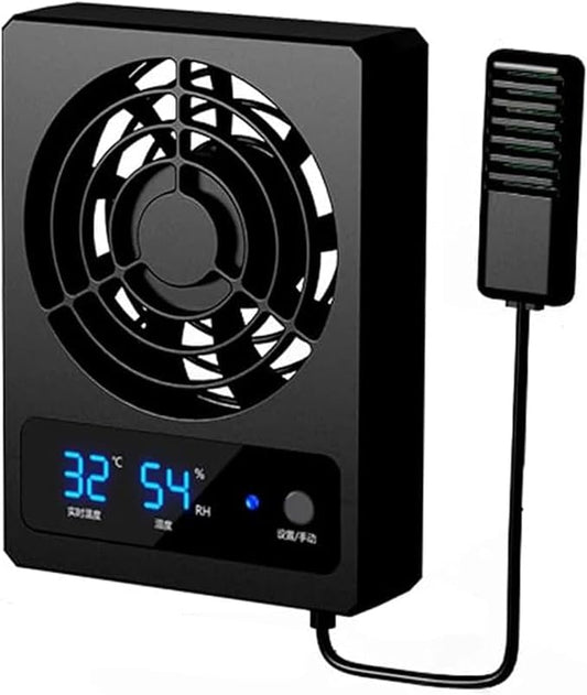 Reptile Rainforest Tank Thermometer and Hygrometer Digital Display Intelligent Control Ventilation Fan