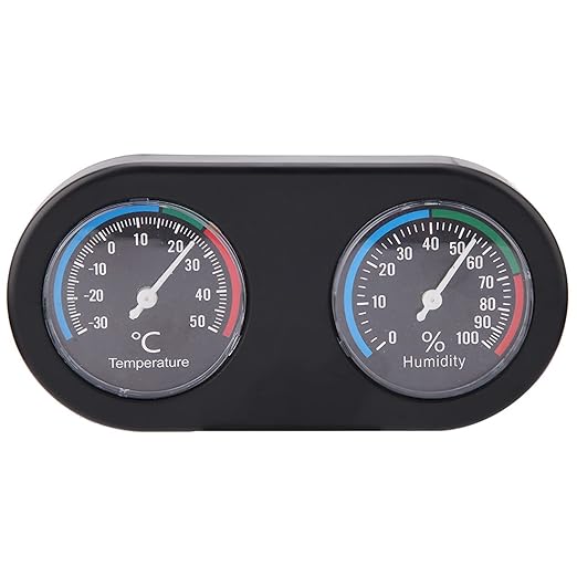 Reptile Thermometer Hygrometer | 2 in 1 Analog Gauge for Tank/Terrarium/Incubator | Mini Round Monitor, No Battery Needed