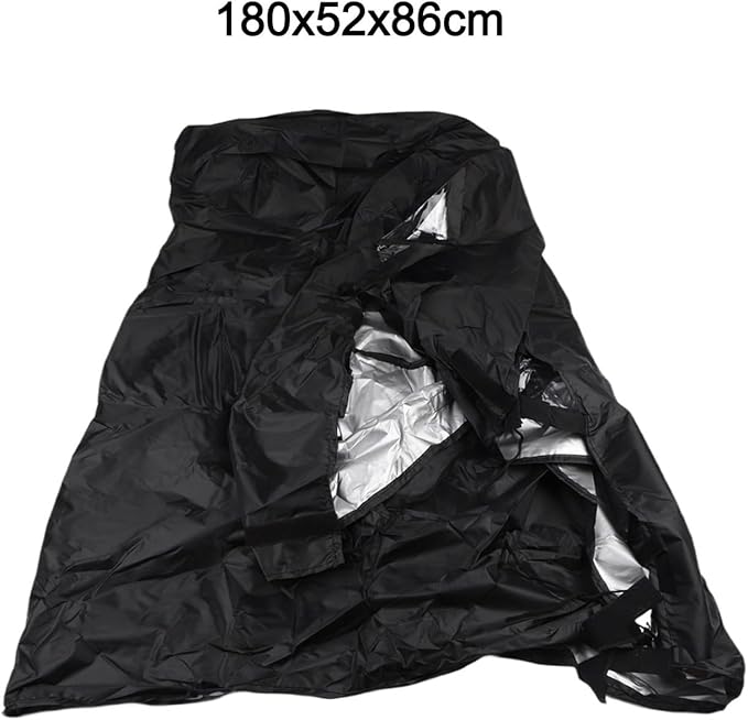 Triangle Rabbit Hutch Cover, Outdoor Guinea Pig Cage Protector, Heavy Duty 210D Oxford Cloth, Windproof Dust Cover with Clear Front Folding, Weather Resistant S(black 180x52x86cm)