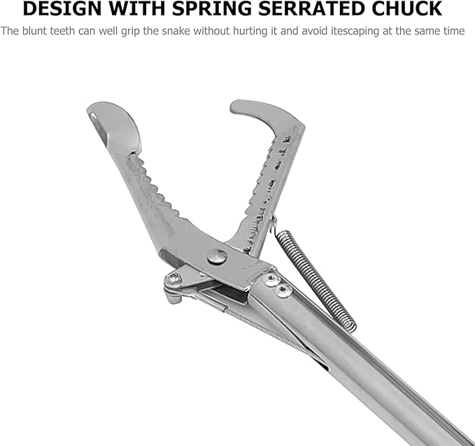 Snake Tongs Snake Catcher Stainless Steel Snake Catch Clip Folding r Wide Jaw Capture Clamp with Lock (1.2M Long) Silver 63X13CM L152917QEB