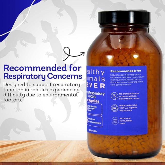 HealthyAnimals4Ever HA4E - Reptile Respiratory Support - Natural Immune-Boosting Formula for Breathing Ease, Airway Clarity & Lung Health - Pellets, Enclosure Size (Extra Large)