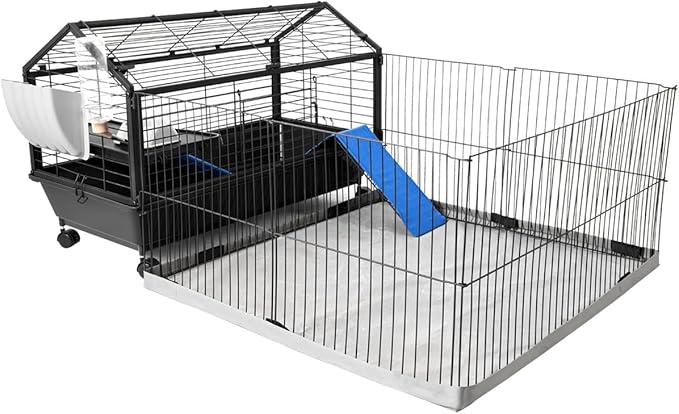 BORKIN Small Animal Playpen&Small Animal Cage with Foldable Fence, Guinea Pig Cages, Hedgehog Cage with Waterproof Bottom Canvas, Small Animal House & Habitat,35" L