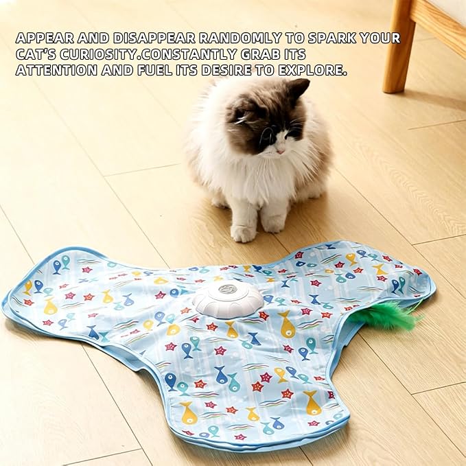 Interactive Cat Toy for Indoor Cats - Rechargeable Automatic Feather Wand with Motion Sensor, 3 Play Modes, Squeaky Mouse Sound, Hide & Seek Exercise Toy for Bored Kittens & Adult Cats (Triangle) - Image 3