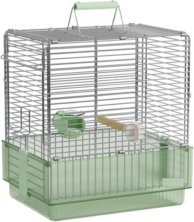 Bird Cage Parrot Cage Stainless Steel Folding Bird Travel Carrier Cage for Parrots Conures with Stand Flight Birdcage(Green)