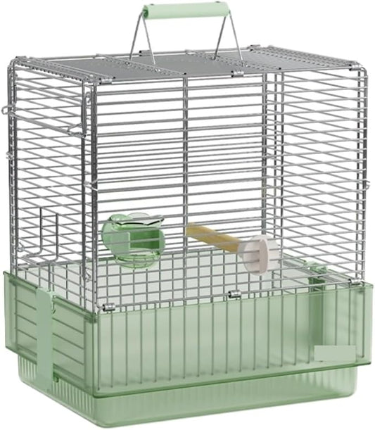 Bird Cage Parrot Cage Stainless Steel Folding Bird Travel Carrier Cage for Parrots Conures with Stand Flight Birdcage(Green)