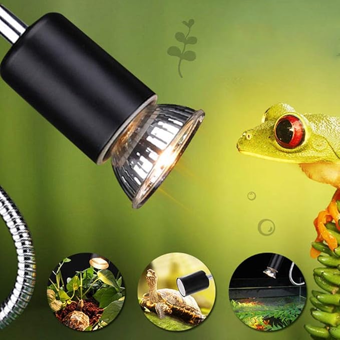 GLOGLOW Reptile Lamp Holder, Rotating Reptile Lamp Holder 360 Degrees Rotating Temperature Tortoise Lizard Fish Lamps Base for Reptile