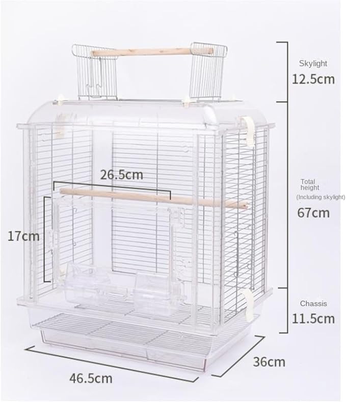 Birdcage Birdcages Clear Hanging Bird House Acrylic Bird Travel Carrier Cage Bird Carrier Feeding House Bird Cages Bird Supplies (White-19 cm*20 cm*16 cm)