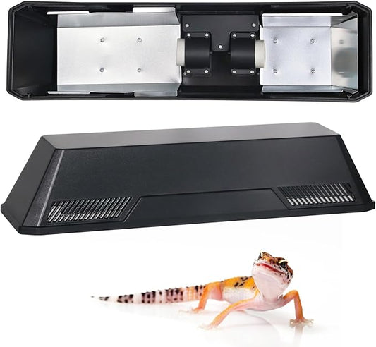 Dual Reptile Light Fixture Reptile Heat Lamp Fixture with Separate Switches Fit,150W Max - E26 Socket for Heat & UVB Lamps, Heat Bulb for Reptile Glass Terrariums