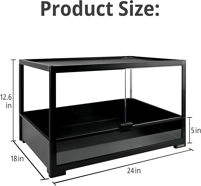 23 Gallon Reptile Terrarium Glass Tank 24"*18"*12.6" Knock-Down Cage Enclosure with Double Front Openning Door and Top Screen Ventilation for Bearded Dragon,Tortoise,Gecko,Lizards,Snake