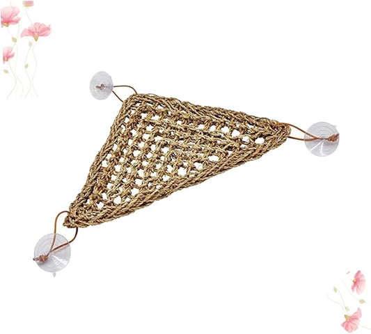 BESPORTBLE Stable Triangle Reptile Hammock Mat for Lizards and Small Pets Elevated Swing Bed with Suckers for Easy Installation and Natural Shedding Texture