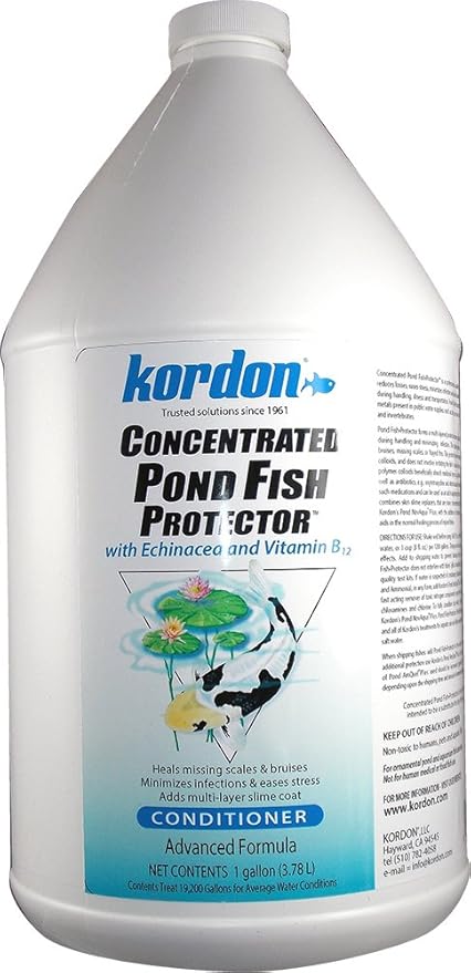 KORDON Concentrated Pond Fish Protector – Essential Vitamins & Supplements to Boost Koi Immunity, Replaces Slime Coat, Soothes Damaged Scales & Bruises, Minimizes Infections, 1-gallon